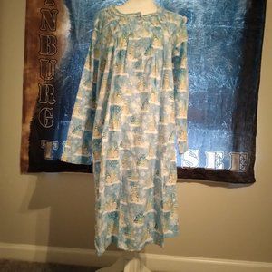 Lati Fashion Fleece Women Nightgown Sleepwear Pajamas, Blue, Large